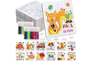 ERTIUANIO Thanksgiving Fall Crafts for Boys, Girls & Adults, Thanksgiving Arts and Crafts Kit DIY Puzzle with Pumpkin Leaf Turkey Owl, Fall Classroom Activities for Halloween Party Favors & Gift Supplies Bulk