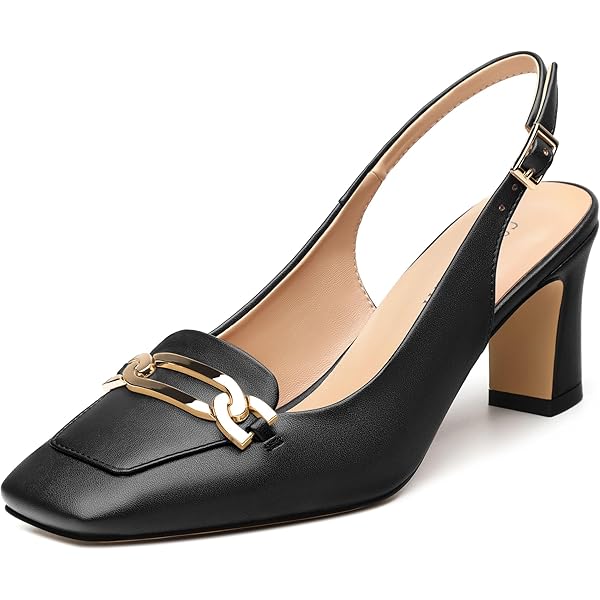 Amazon.com | Mona flying Women's Leather 7 cm Chunky Heel Loafers