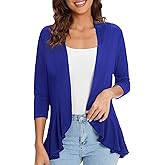 Urban CoCo Women's 3/4 Sleeve Casual Cardigans for Women Trendy Open Front Lightweight Cover Ups