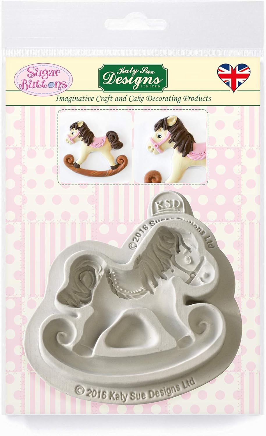 Rocking Horse Silicone Mold for Cake Decorating, Crafts, Cupcakes, Sugarcraft, Candies, Cards, Soaps and Clay, Food Safe Approved, Made in The UK, Sugar Buttons by Kathryn Sturrock