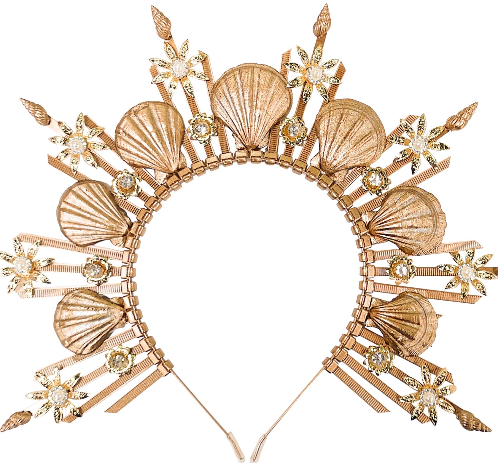 Photo 1 of JeVenis Luxury Gold Halo Crown Headpiece Mermaid Headband Seashell Crown Headband Siren Costume Women Halloween Cosplay Renaissance
