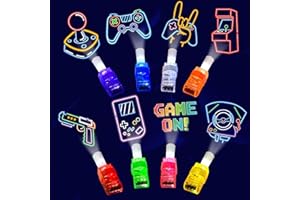 POPOOO 24PCS Video Game Party Favors-LED Finger Lights：Glow-in-the-Dark Light-Up Toys Bulk for Kids Boys Girls, Gamer Birthday Party Decorations Supplies, Kids' Party Goodie Bags,Classroom Prizes, Fun Gifts