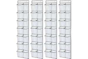 AIHSUMC 4 Pcs 56 Large White Mesh Pockets, Over The Door Shoe Organizer Hanging Shoe Rack for Closet Organizers and Storage, Each with 14 Pockets