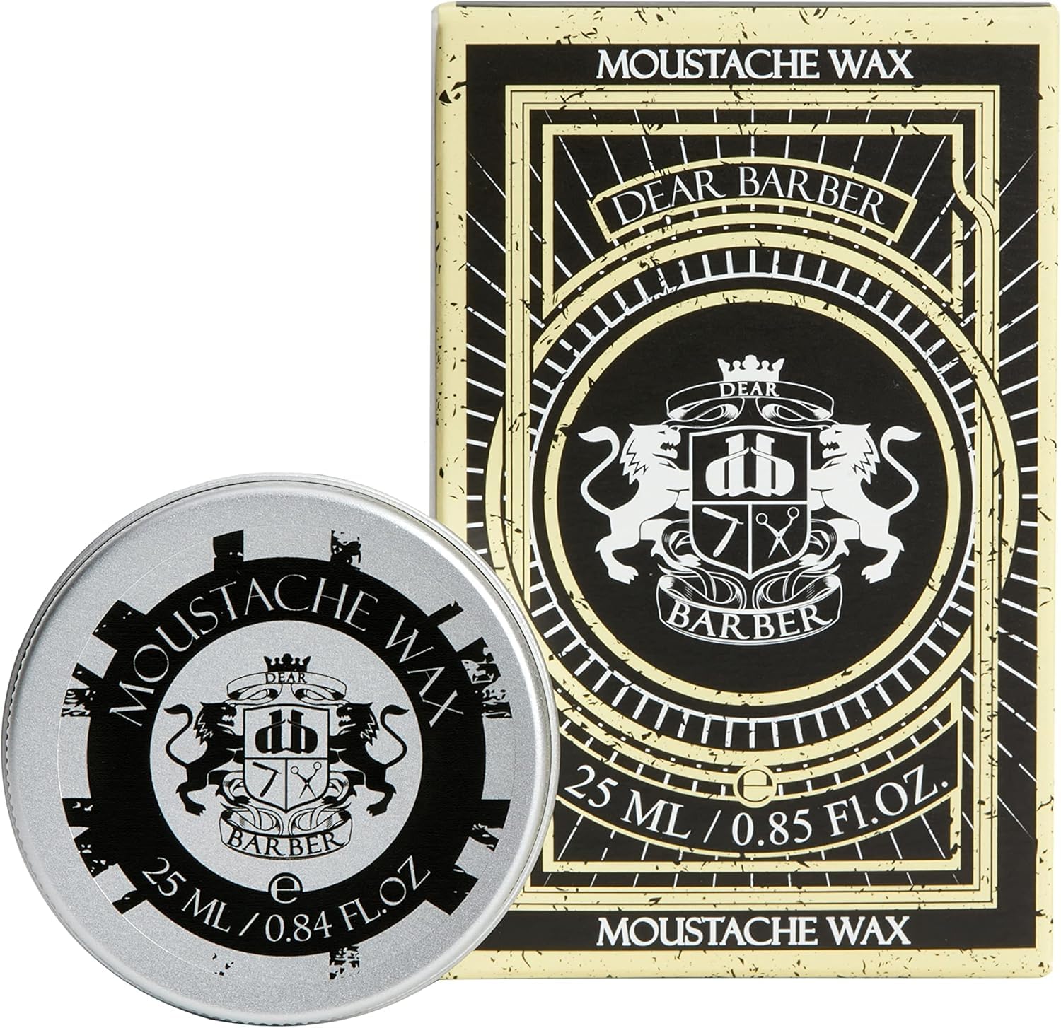 Dear Barber MOUSTACHE WAX, 25ml – Strong Hold, Flexible Easy Styling, Protects Skin and Conditions with Jojoba & Oat Oil, Long-Lasting Tame & Shape