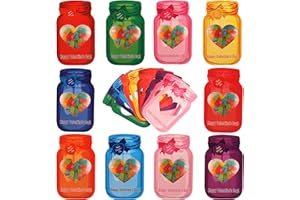 HOEAZGIF Valentine's Day Cards for Kids-50 Pack Happy Valentines Day Cards, Funny Mason Jar Valentine Gift Exchange Cards for Classroom, Kids Valentines Day Cards DIY Craft Gift for School Class Party Favors