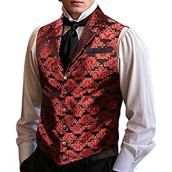 Barry.Wang Red Black Victorian Vest Loki Men