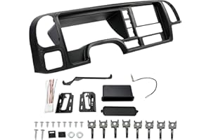 ECOTRIC Double Din Dash Panel Compatible with 1995-2002 GMC Sierra Chevy Silverado C/K Truck SUV Suburban full-size Center Console Cover Trim Bezel Dashboard Replacement Radio Stereo Wire Harness