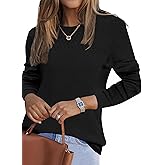 LOMON Sweaters for Women Casual Knit Long Sleeve Crewneck Lightweight Pullover Sweater Womens Hollow Out Tops for Women