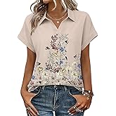 Zeagoo Womens Tops Short Sleeve Shirts Button Down Casual Blouses V Neck Outfits Summer Spring Clothes 2026