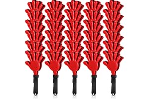 BBTO 30 Pcs Hand Clappers Noisemakers 7.5 Inch Plastic Party Clappers for Fiesta Birthday Party Supplies Carnival Prize Football Sport Accessories Favor(Black, Red)