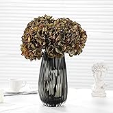 VIBILY Fall Artificial Dried Hydrangea Flowers, Vintage Green Dried Look, Fall Faux Flowers, Single Stem (Autumn Green, 4pcs)