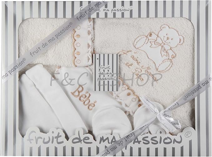 Blanc Et Rose Clair Coffret Bain Bebe 5 Pieces Fruit De Ma Passion Serviettes Et Sorties De Bain Le Bain Centroarco Com
