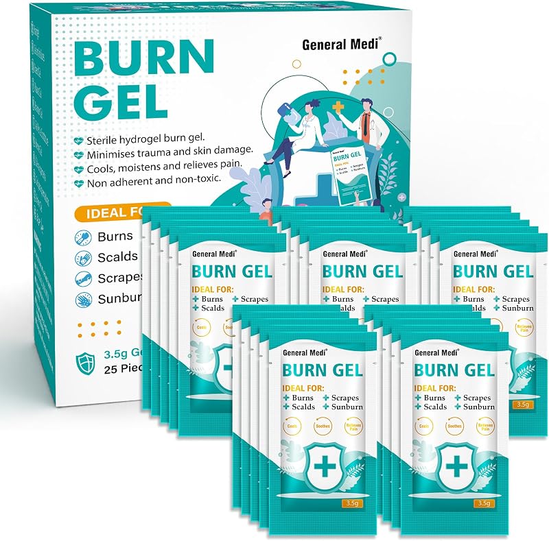 General Medi Burn Gel 25 Pack 3.5g First Aid for Burns Scalds Sunburn