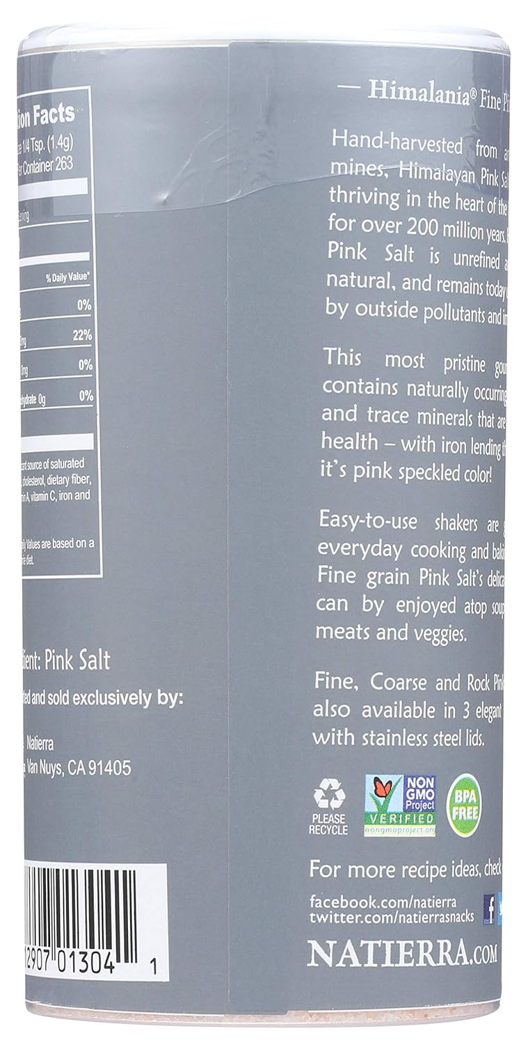 NATIERRA Himalania Himalayan Fine Pink Salt Shaker | Unrefined & Non-GMO | 13 Ounce : Rock Salt : Grocery & Gourmet Food
