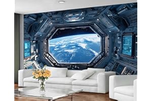 FELIAOQ - Cosmic Objects Wallpaper, Sci-Fi Spaceship Mural, Boys Teen Room Mural Wallpaper for Living Room Bedroom Decor Mura