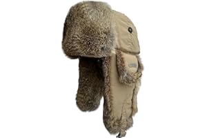 IFURHATAL Winter Trapper Hat for Men Women 100% Real Rabbit Fur Russian Fur Winter Ushanka Hat Men Aviator Hat Mens Trapper Hat