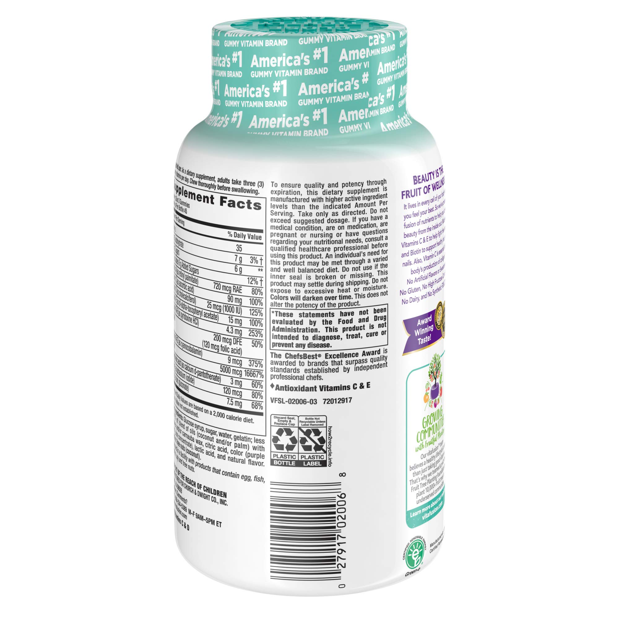 Vitafusion Hair, Skin & Nails Multivitamin Gummy Vitamins, plus Biotin and Antioxidant