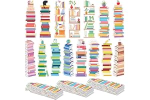 Kolldenn 150 Pcs Book Tracker Bookmarks Bulk 6.3 x 1.97 Inch Bookshelf Design Bookmarks Paper Tracking Bookmark Double Sided Reading Page Markers for Reading Lovers Students School(Book)