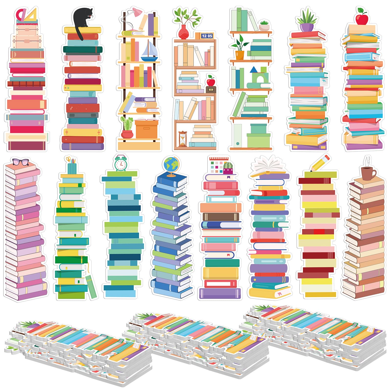 Photo 1 of Kolldenn 150 Pcs Book Tracker Bookmarks Bulk 6.3 x 1.97 Inch Bookshelf Design Bookmarks Paper Tracking Bookmark Double Sided Reading Page Markers for Reading Lovers Students School(Book)