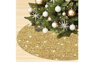 OMKSIH Gold Glitter Christmas Tree Skirt 21 Inch Sequin Velvet Tree Skirt for Slim Trees Tabletop Christmas Tree Collar Metallic Tree Skirt Shiny Gold Tree Skirts Mats Thanksgiving Christmas Supplies