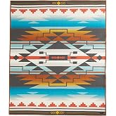 Pendleton American Indian College Fund Blanket - 64" x 80" Wool Cotton Soft | Reversible Blanket, Ultrasuede Binding, Made in USA, Nike N7 7 Generations