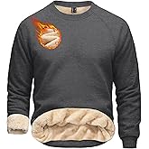 Boladeci Men's Sherpa Lined Crewneck Sweatshirt Heavy-weight Fleece Pullover Thick Cotton Winter Warm Shirts