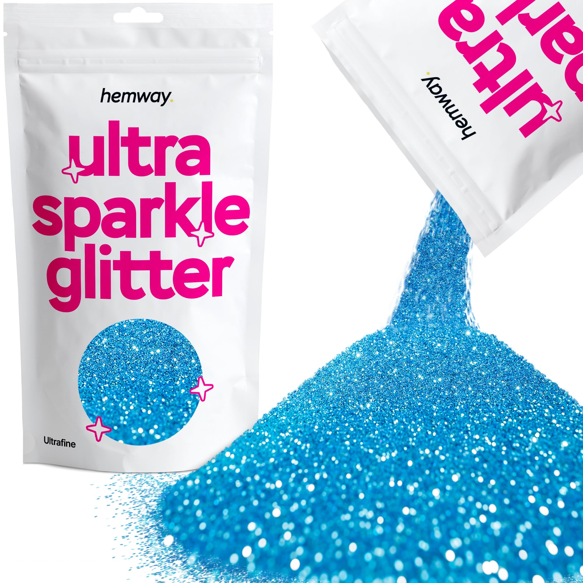 Hemway Ultra Sparkle Glitter Ocean Blue 100g Ultrafine | Glitter for Arts & Craft, Makeup, Nail Art, Crafting, Card Making, Sparkle Decoration