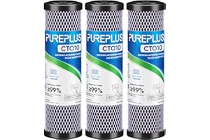 1 Micron 2.5" x 10" Whole House CTO Carbon Water Filter Cartridge Replacement for Under Sink Water Filter System, Dupont WFPF