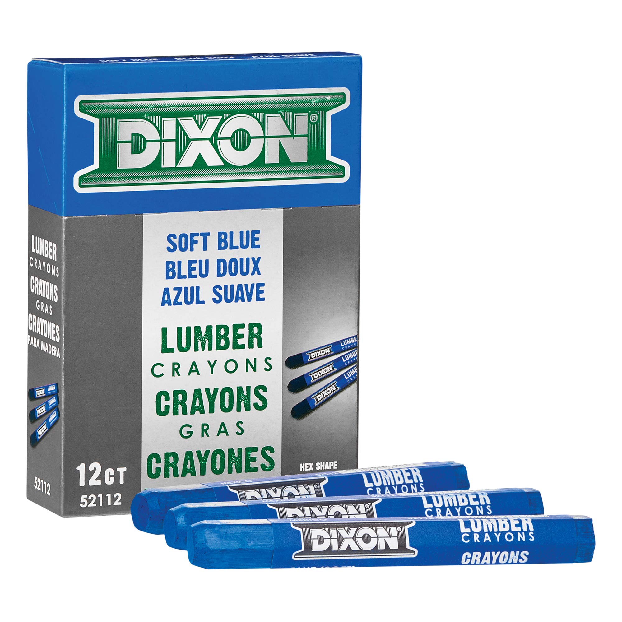 Photo 1 of Dixon Industrial Lumber Marking Crayons, 4.5" x 1/2" Hex, Soft-Blue, 12-Pack (52112)