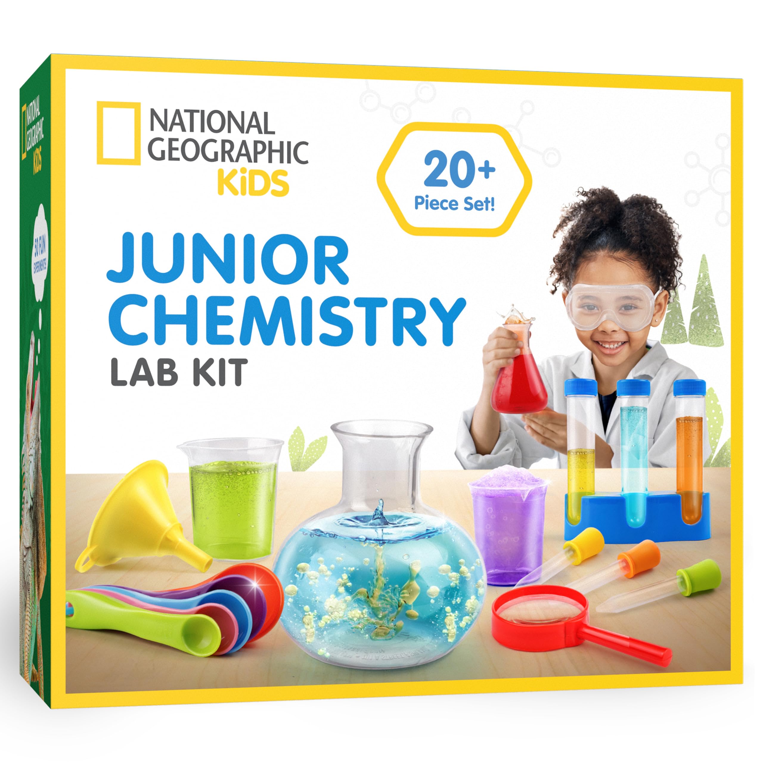 NATIONAL GEOGRAPHIC Kids Junior Chemistry Set - Full Early Learning Lab Kit with 50 Science Experiments for Kids & 20+ Lab Tools, Chemistry Set