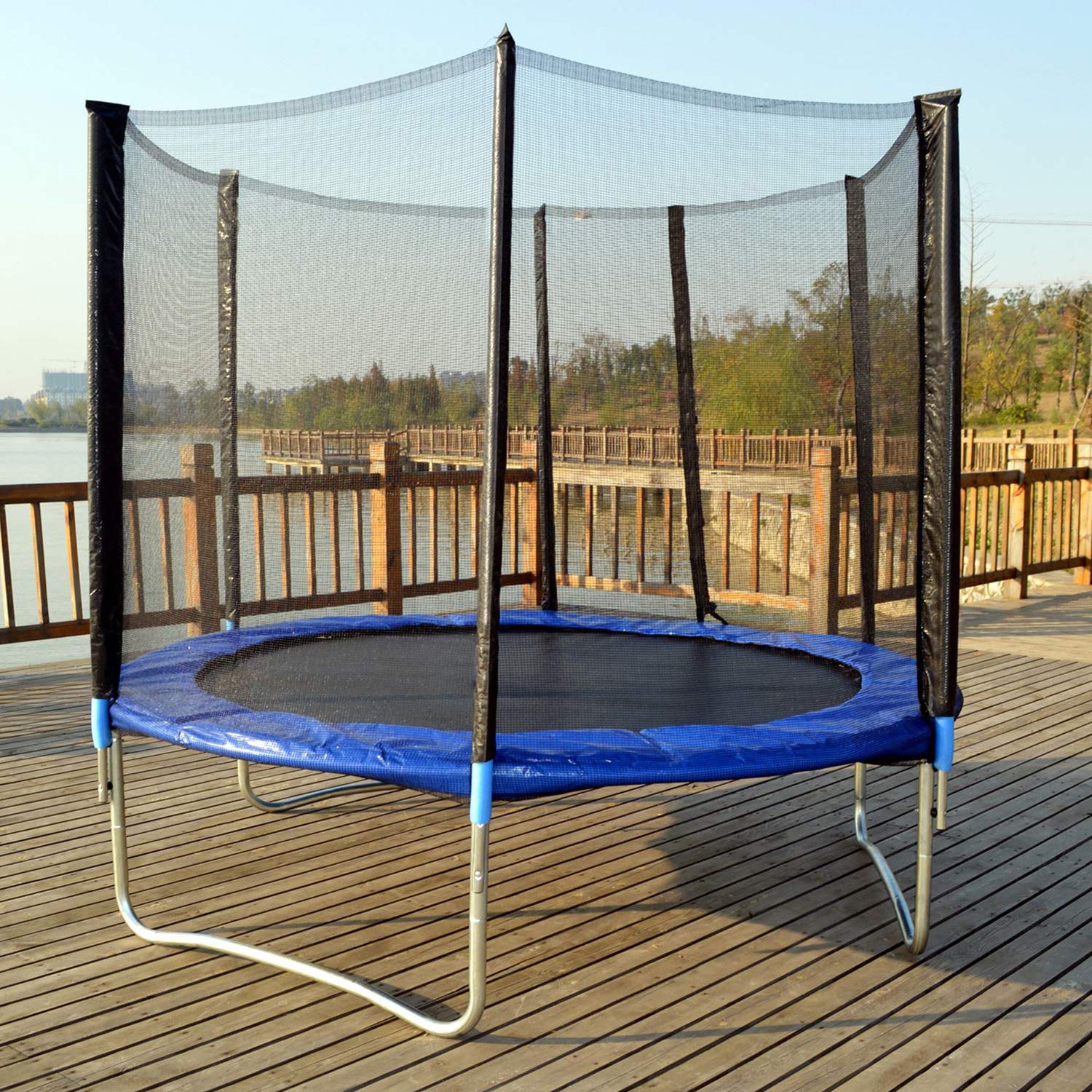Trampoline Round Jumping Table with Safety Enclosure Net Sping Pad Combo Bounding Bed Trampoline Fitness Equipment- INCOMPLETE, BOX 1 OF 3