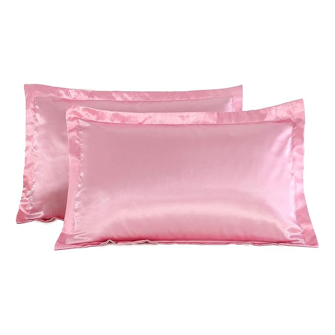 2pc New Queen/Standard Silky Satin Pillow Case Multiple Colors (Standard, Pink) Amazon.co.uk