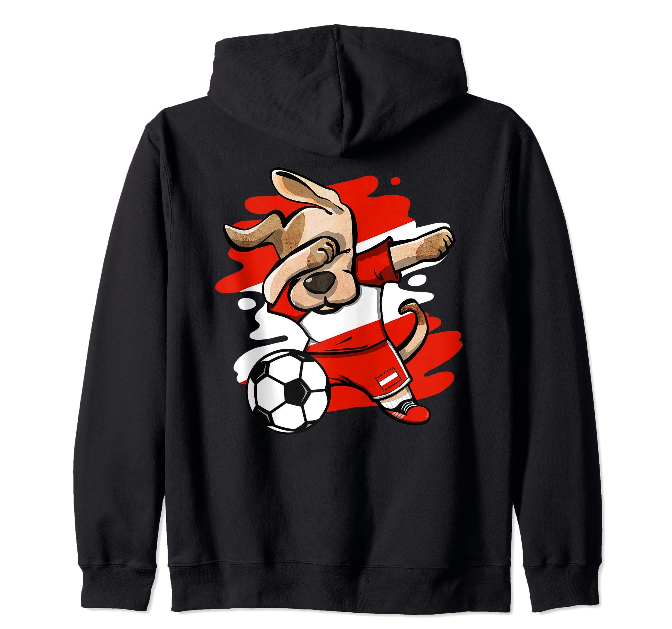 Dabbing Dog Austria Soccer Fan Jersey Austrian Flag Football Zip Hoodie