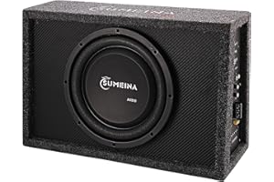 SUMEINA 10" Compact Active Subwoofer System, 800 Watt Car Audio Bass Subwoofer Sub, 100W RMS Subwoofer Enclosure with Integra