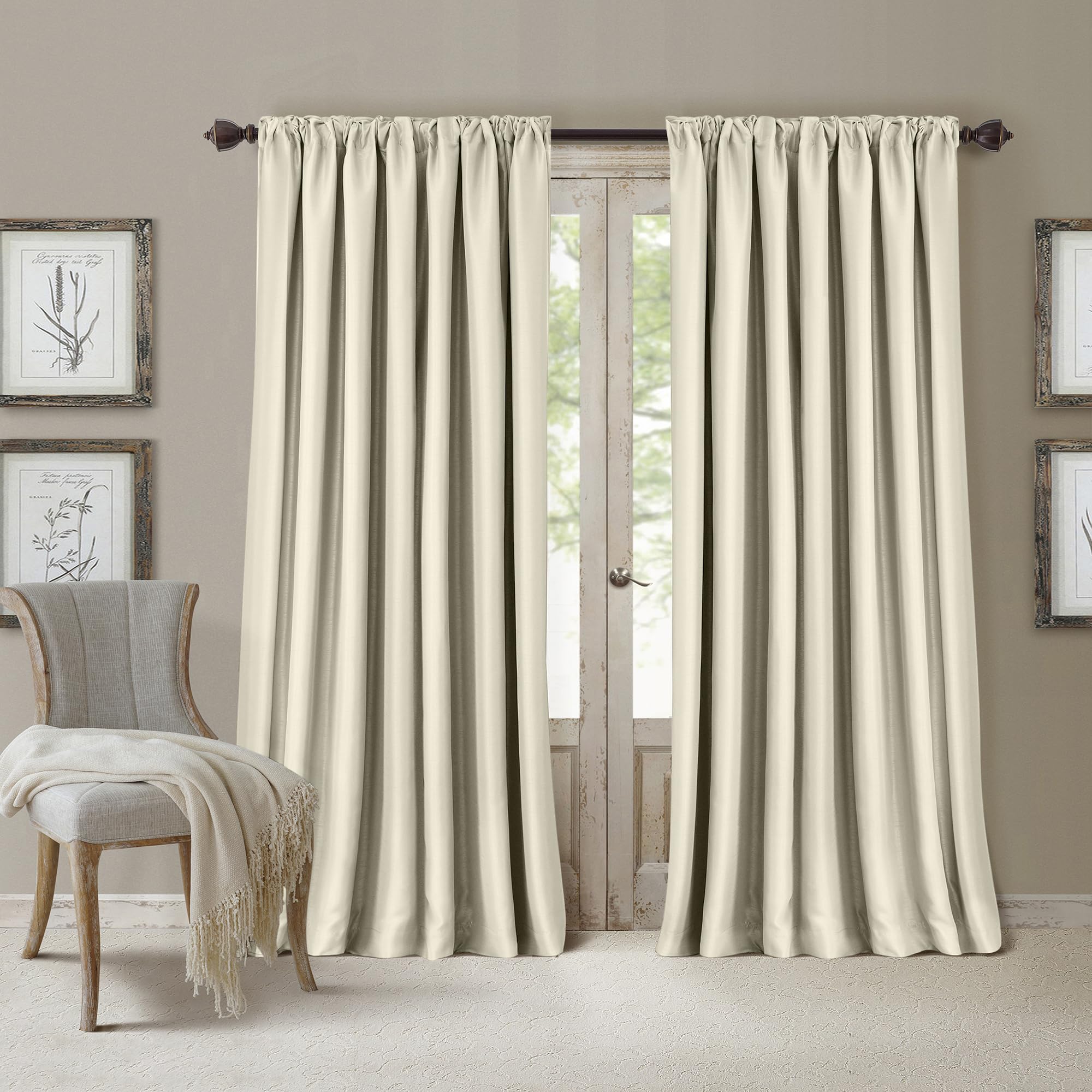 Photo 1 of *the description and photo is a reference**Elrene Home Fashions All Seasons Energy Efficient Room Darkening Rod Pocket Window Panel, 52" x 84" (1), Ivory