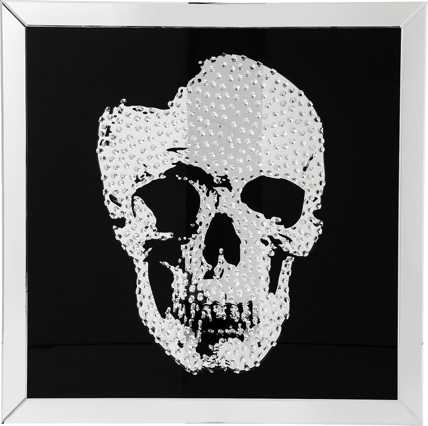 KARE Picture Frame Mirror Skull 100x100cm, Black, 4.5 x 100 x 100 cm