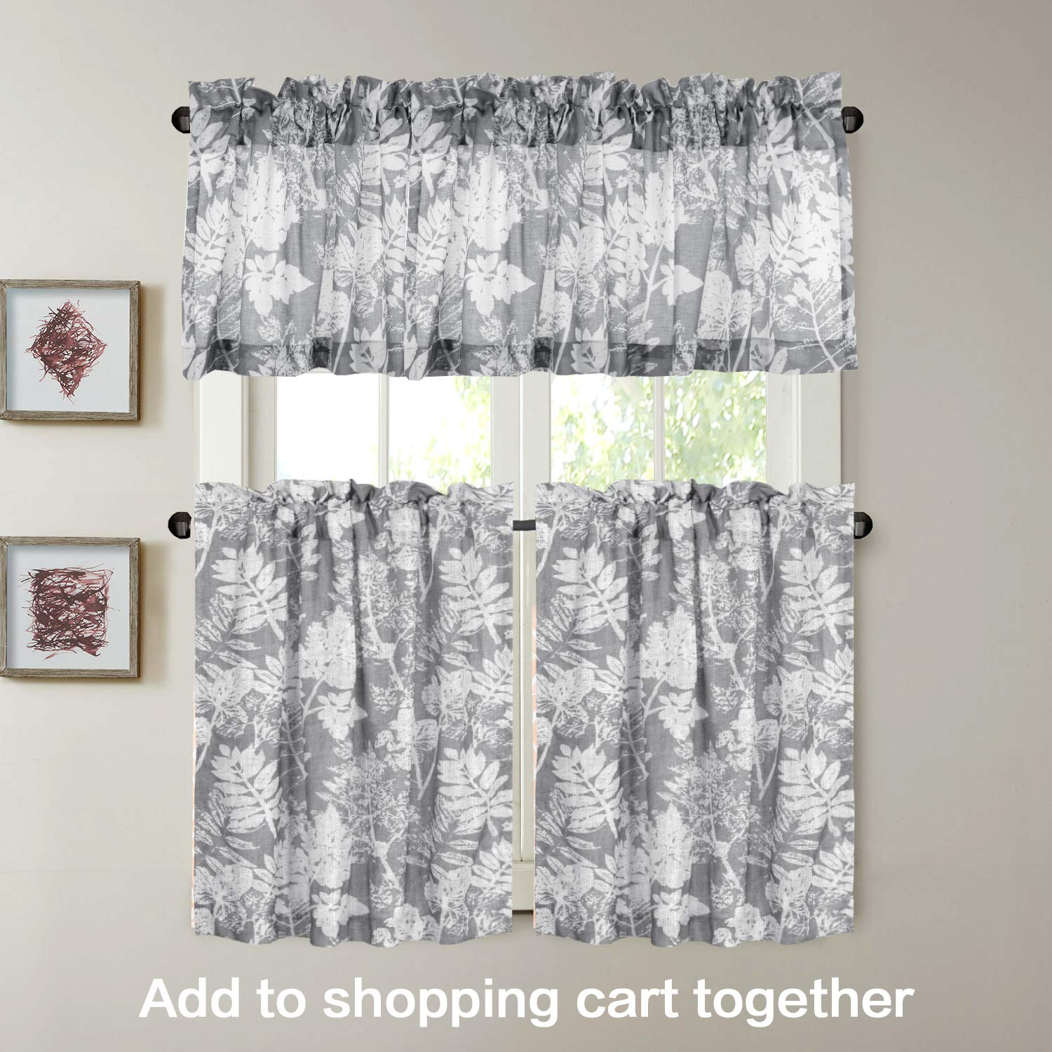 52 By 18 Inch Grey Leaf And Flower Rod Pocket H Versailtex Elegant