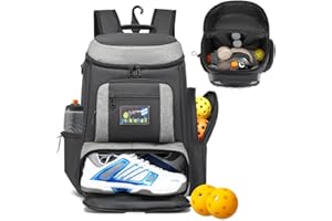 Pickleball Backpack Large Sports Bag for Men/Women, Hold 6+ Racket Paddles with Ventilated Shoe Compartment