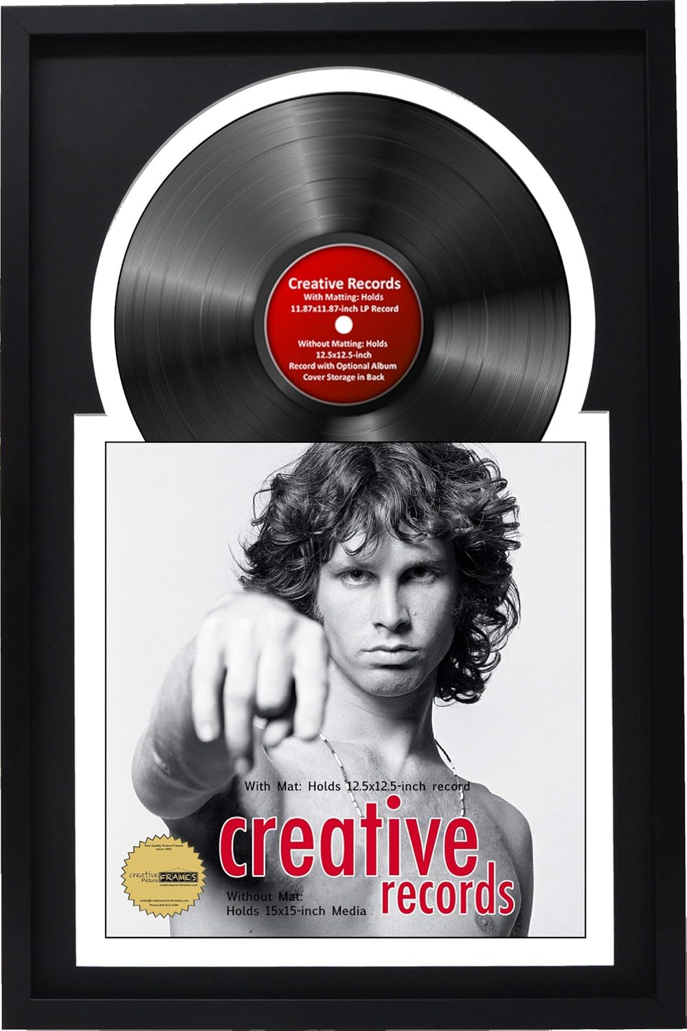 Creative Picture Frames 16" x 24" Jukebox Record Frame and Double Black-White Matting Displays Album Cover with 33 Vinyl LP