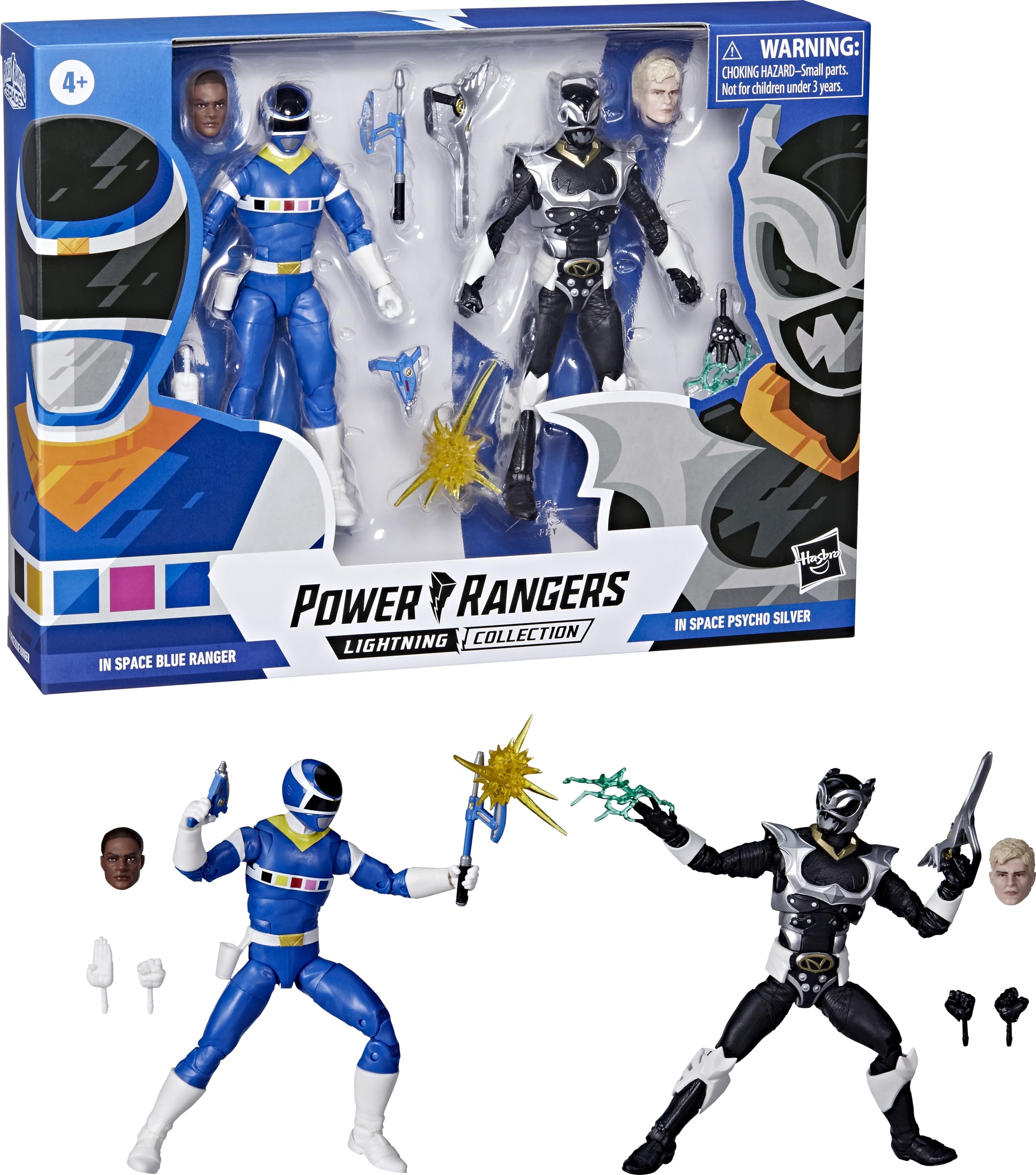 Power Rangers Lightning Collection In Space Blue Ranger Vs Silver Psycho Ranger 2-Pack 15-cm Action Figure Toys