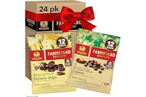 Sun-Maid Farmstand Reserve 24 Count Variety Pack - 0.8 oz Snack Bag – Sea Salt Cocoa & Caramel Dusted Raisins + Sea Salt Chocolate Coated Banana Chips (Amazon Exclusive)