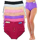 ToBeInStyle Women's 6 Pack High Waist Concealed Slit Pockets Elegant Print Girdle Briefs