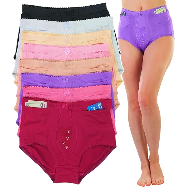 Lotto 6 Mutandine Slip Donna – Vita Alta – Tinta Unita – Taglie S M L XL 2X 3X 4X 5X