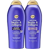 OGX Shampoo and Conditioner Set, Thick and Full + Biotin and Collagen, Purple, Helps Thicken and Texturize Hair, Ideal for Flat to Medium Volume Hair, 25.4 FL OZ, 2 Pack