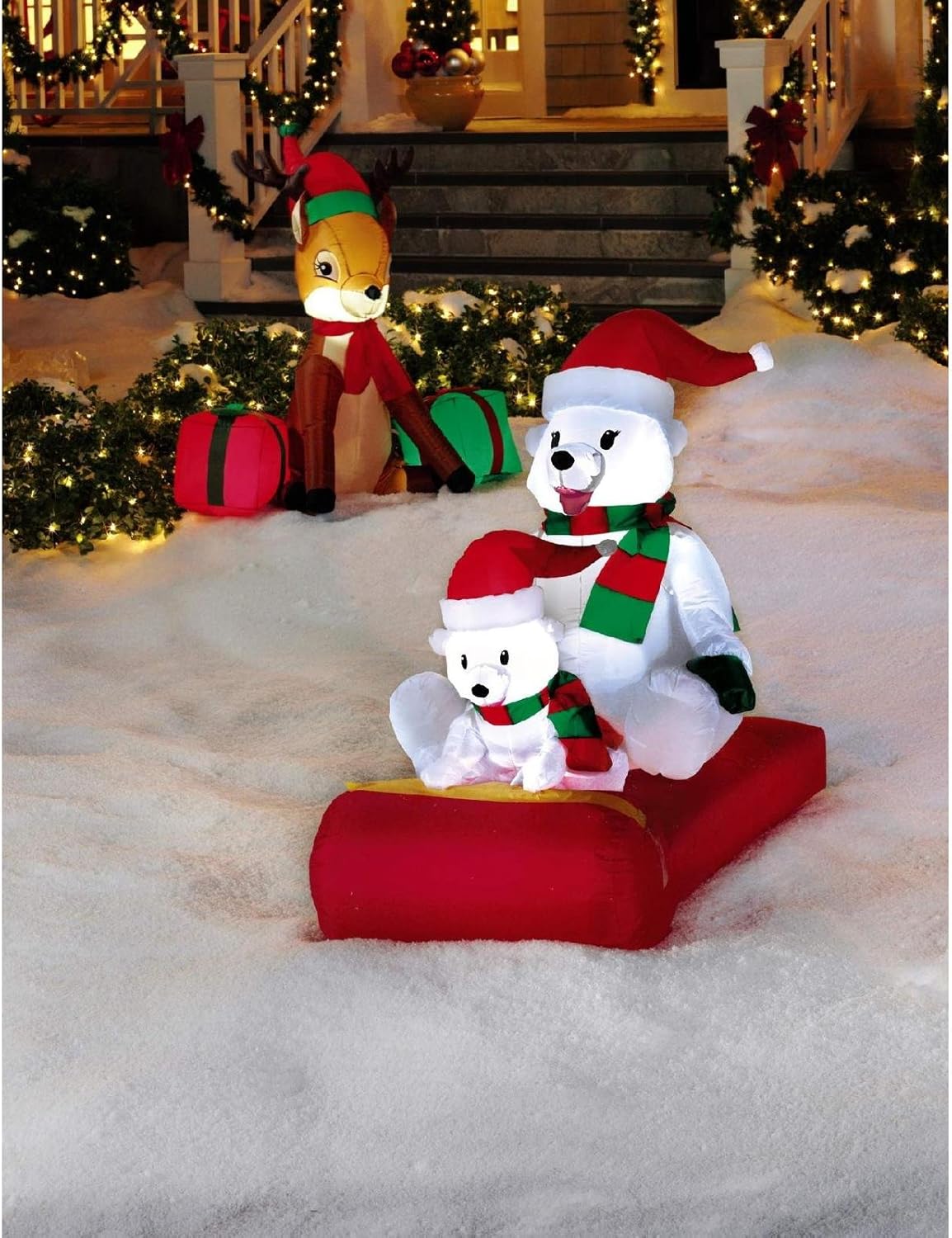 Polar Bears on Sled Airblown Christmas