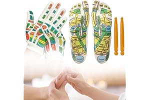 Reflexology Socks Foot Reflexology Acupressure Socks, Gloves ＆ 2 Massage Tools for Hand Foot Massage Tools for Pain Relief, I