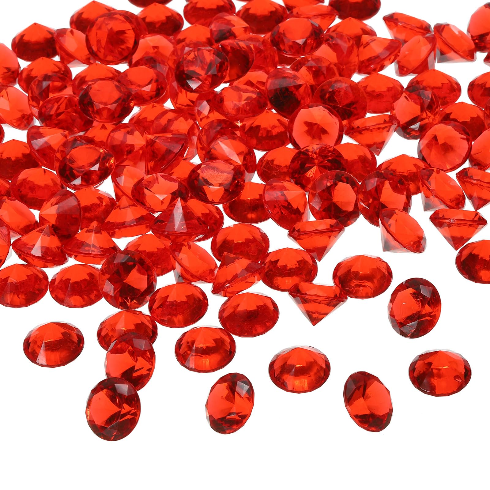 PATIKIL 270Pcs Acrylic Diamonds Vase Fillers Plastic 19mm Fake Crystals Gems Wedding Table Scattering Diamond Confetti for Wedding Decor Bridal Shower Party, Red (500Grams/1Pound)