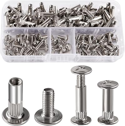VooGenzek Connecting Bolts and Screws 50 Sets M4 Nickel Furniture Fasteners