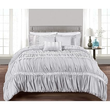 Amazon Com Crushed Velvet Comforter Set King Size Grey
