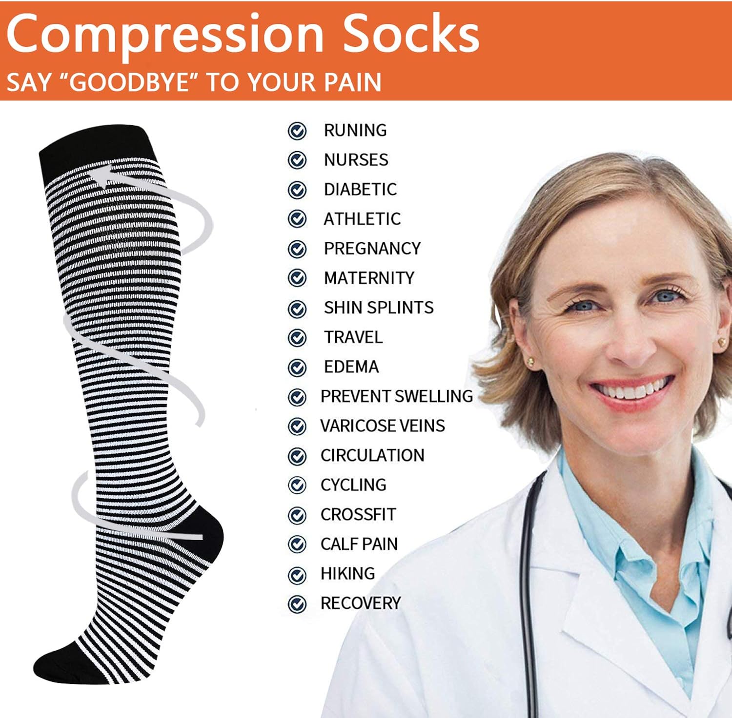 Copper Compression Socks for Women and Men(20-30 mmHg) - Best Medical for Running Athletic Nurses Pregnancy Flight Travel: Clothing